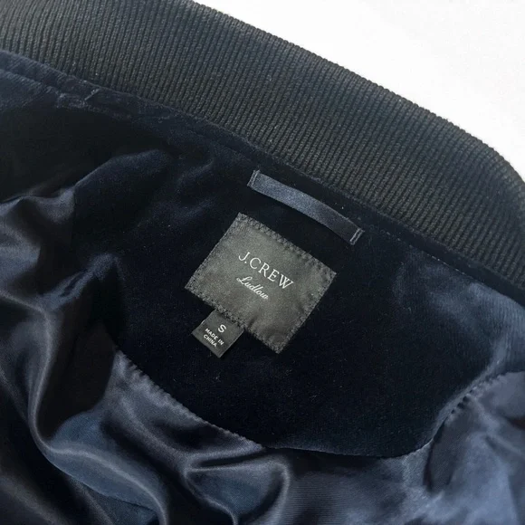 NWOT J.Crew Men's Ludlow Navy Velvet Bomber with Tuxedo Stripes